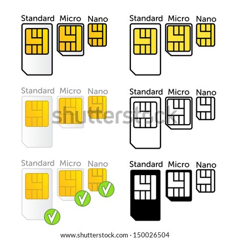 Mobile sim card types set in vector