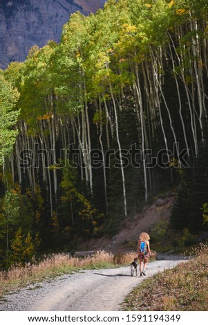 Similar – Image, Stock Photo Hike with dog in the high mountains