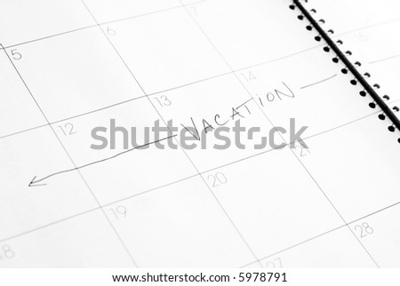 calendar showing vacation dates