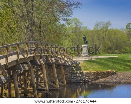 Old North Bridge, Concord, Mass, site of the first American victory in the Revolutionary War on April 19, 1775