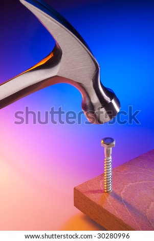 Wrong Tool For Task At Hand, Hammer And Screw Stock Photo 30280996 ...