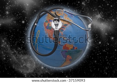 Earth and the usa suffering from a health crisis,clipping path of earth included
