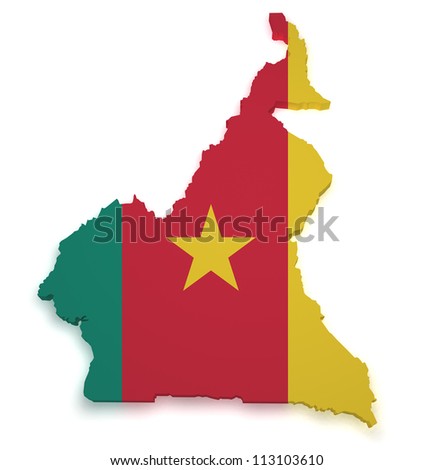 Shape 3d Of Cameroon Flag And Map Isolated On White Background. Stock ...