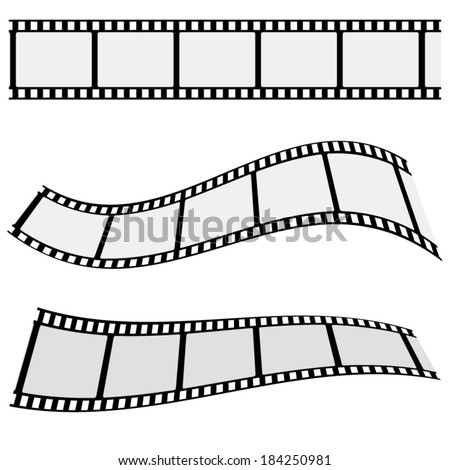 Collection of blank cinema film strip frames with different shape effect and empty space for your movie photograph and picture. EPS 10 vector illustration isolated on white background.
