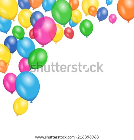 Colorful vector party and birthday floating balloons for anniversary and holiday concept. Vector EPS 10 illustration isolated on white background.