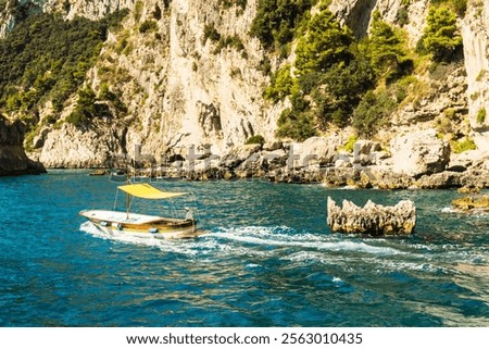 Similar – Image, Stock Photo Unrecognizable man on cliff near sea