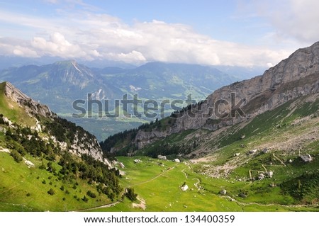 Mountain railway in Pilatus valley, Switzerland