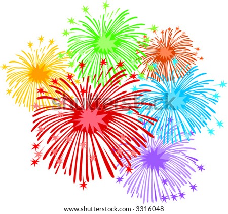 Vector Illustration Of Fireworks Exploding - 3316048 : Shutterstock