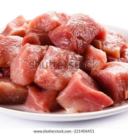 Raw turkey meat on white background