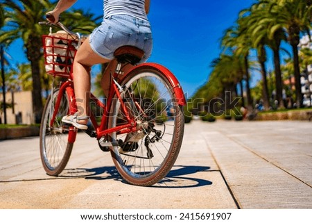 Similar – Foto Bild mit dem fahrrad am strand