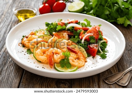 Similar – Image, Stock Photo Shrimps served on white plate