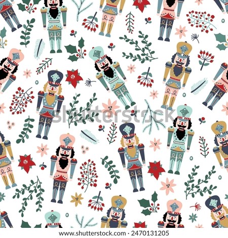 Christmas vector seamless Nutcracker pattern.Seamless pattern can be used for wallpaper, pattern fills, web page background, surface textures.