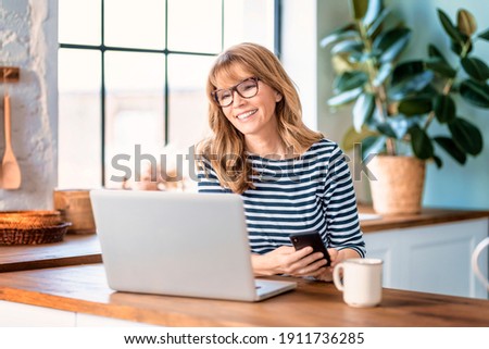 Similar – Image, Stock Photo Woman smiles from behind coffee cup