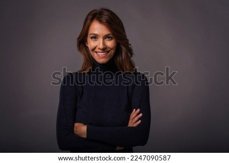 Similar – Image, Stock Photo Gray-haired lady wearing black hat