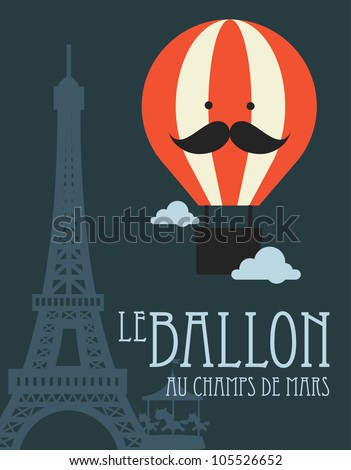 hot air balloon in paris vector/illustration