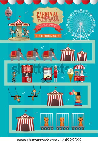 Fun Fair/ Fairground/ Circus Vector/Illustration - 164925569 : Shutterstock