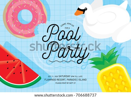 pool party invitation card download free vector art stock