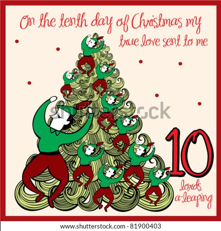 The 12 Days Of Christmas - Tenth Day - Ten Lords A Leaping Stock Vector ...