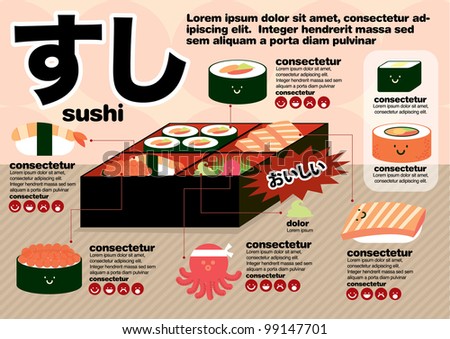 Sushi Template Info Graphics Vector/Illustration Delicious And Sushi In ...