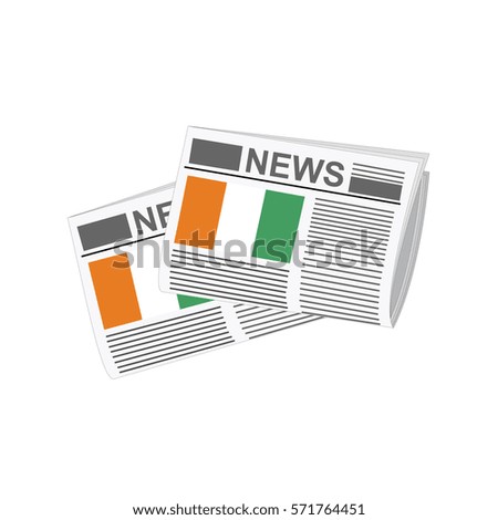 Illustration of Newspapers, Cote d'lvoire Flags, Newspapers with Cote dlvoire Flags