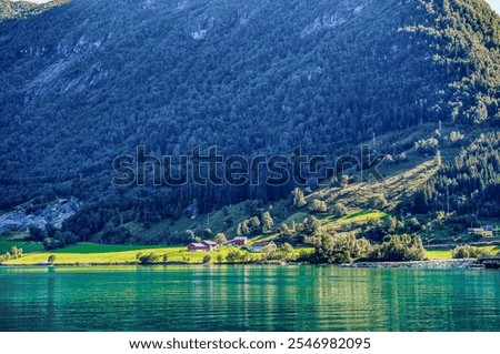 Similar – Foto Bild Stardalen, Skei I Jolster, Jostedalsbreen National Park, Norwegen. Beautiful Sky After Rain With Rainbow Above Norwegian Rural Landscape. Landwirtschaft und Wettervorhersage Konzept