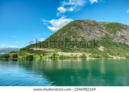 Similar – Foto Bild Stardalen, Skei I Jolster, Jostedalsbreen National Park, Norwegen. Beautiful Sky After Rain With Rainbow Above Norwegian Rural Landscape. Landwirtschaft und Wettervorhersage Konzept