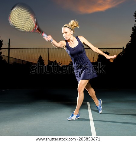 Image, Stock Photo Aged tennis player bouncing ball on racket