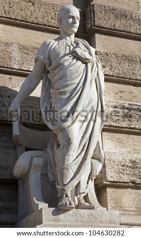 ROME, MARCH - 21: Papinianus statue from facade of Justice palace. 2012, Italy.