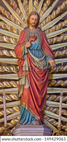 VIENNA - JULY 27: Heart of Jesus statue from 19. cent. in nave of Altlerchenfelder church on July 27, 2013 Vienna.