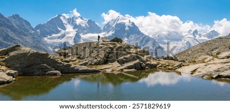 Similar – Image, Stock Photo View of the Piz Corvatsch in the Engadin in Graubünden in the evening