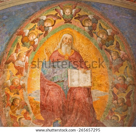 ROME, ITALY - MARCH 27, 2015: The fresco of God the Father by Antoniazzo Romano (1430 - 1510) in st. Ann chapel of church San Pietro in Montorio.