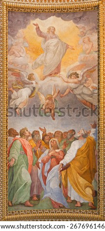 ROME, ITALY - MARCH 26, 2015: The fresco of Ascension of the Lord in the ceiling of church Chiesa di Santa Maria ai Monti by Ilario Casolani from 16. cent.