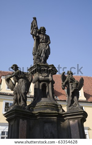Prague - Baroque column on the Maltese square