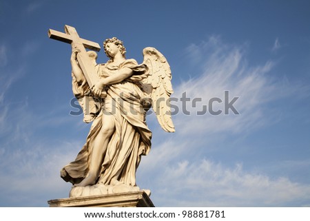 Rome - angel with the cross by Ercole Ferrata - Angels bridge