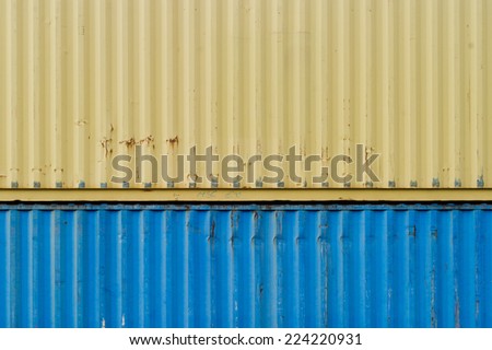 Close up of two shipping containers.