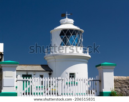 The 1881 Anvil Point Lighthouse on the coast of Dorset England UK Europe