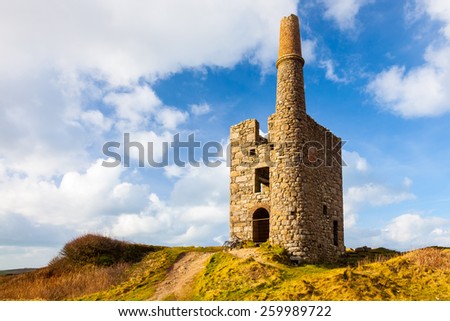 Greenburrow pumping engine house at the historic Ding Dong Mine Cornwall England UK Europe