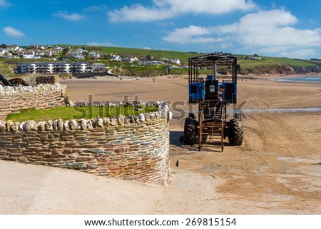 Sea tractor that links Burgh Island to Bigbury-on-Sea Devon England UK Europe