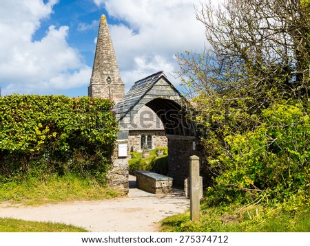 The 12th century St Enodoc Church Trebetherick, resting place of Poet Laureate Sir John Betjeman. Cornwall England