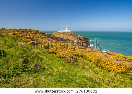 Strumble Head and the 1908 Lighthouse on the Pembrokeshire coast of Wales UK Europe