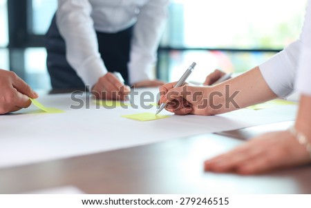 Image of business people hands working with papers at meeting