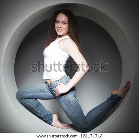 beautiful woman posing in circle