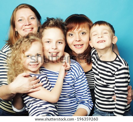 two moms and three kids, happy family