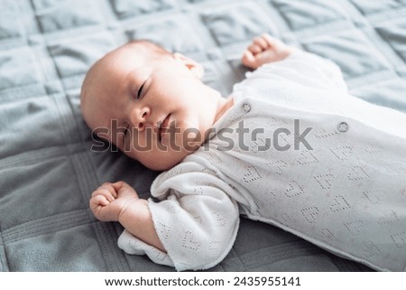 Similar – Image, Stock Photo Surprised newborn girl while relax in her hammock