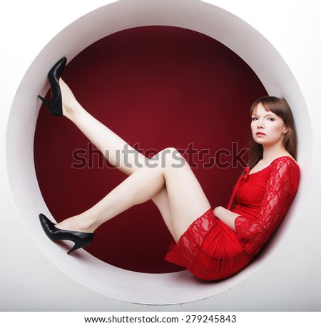 beautiful sexy  woman posing in circle