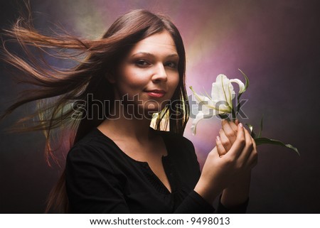 beautiful woman with madonna lily