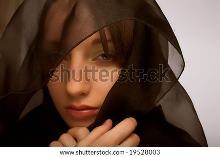 Close-Up Portrait Of A Young Woman With Mourning Veil Stock Photo ...