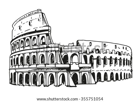 Drawing Of Coliseum, Colosseum Illustration In Rome, Italy. Vector ...