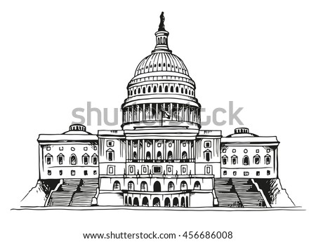 United States Capitol Building vector illustration isolated on white background