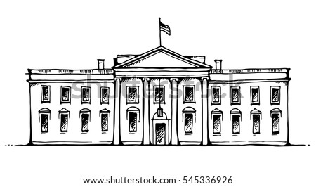 White House in Washington DC, USA, vector illustration isolated on white background